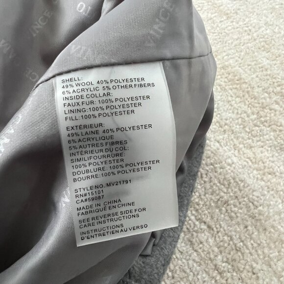 NWT Vince Camuto Faux Shearling Wool Blend Gray Pea Coat L - Picture 10 of 12